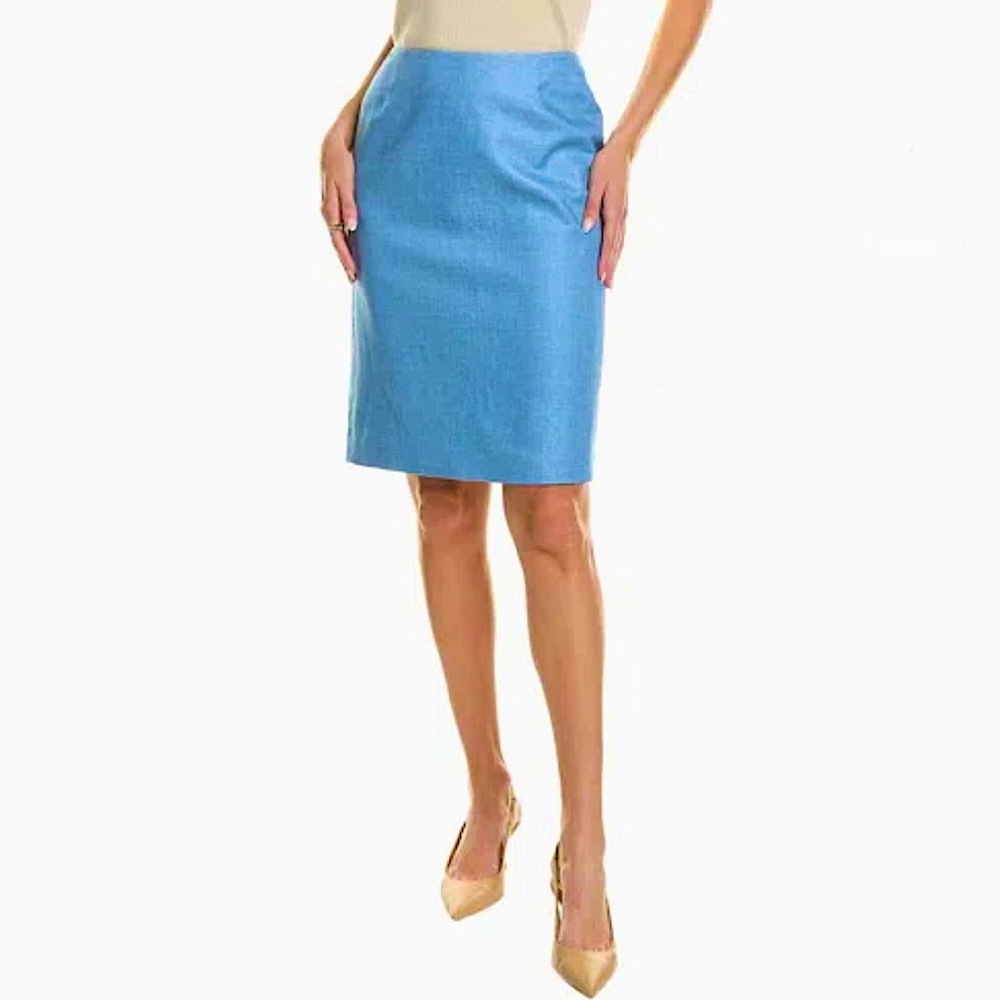 St. John sparkly metallic textured knit wool blend skirt NWOT